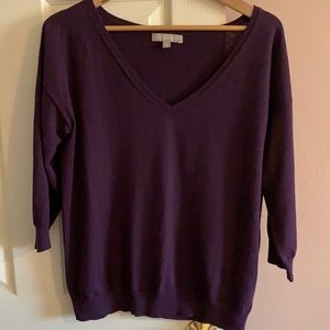Banana Republic V neck sweater in plum size Large